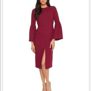 Jill Stuart Bell-Sleeve Tea-length Dress